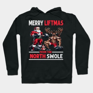 Merry Liftmas From North Swole Muscle Santa Weightlifting Hoodie